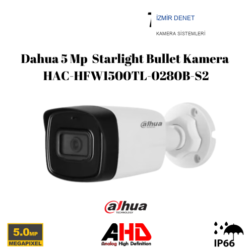 Dahua 5 Mp HAC-HFW1500TL-0280B-S2 Starlight Bullet Kamera HAC-HFW1500TL-0280B-S2