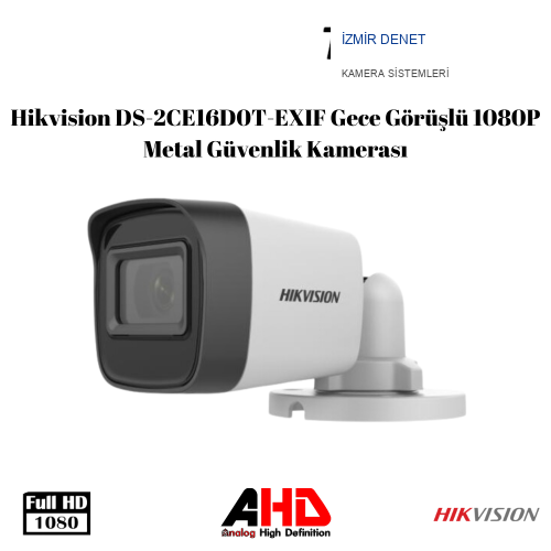 Hikvision DS-2CE16D0T-EXIF Gece Görüşlü 1080P Metal Güvenlik Kamerası