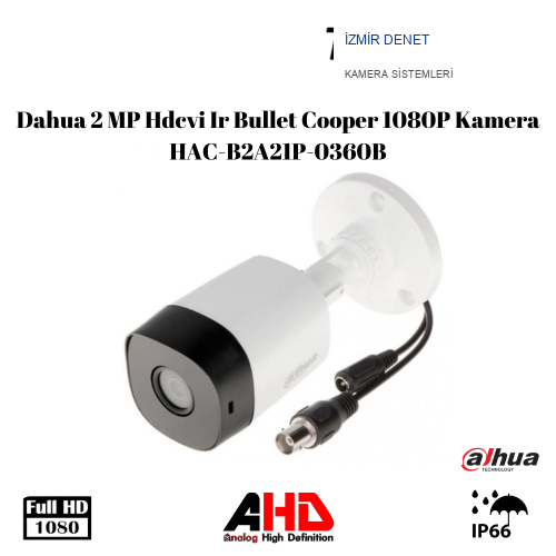Dahua 2 MP Hdcvi Ir Bullet Cooper 1080P Kamera HAC-B2A21P-0360B