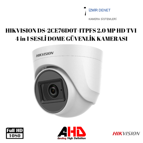 HIKVISION DS-2CE76D0T-ITPFS 2.0 MP  HD TVI 4 in 1 SESLİ DOME GÜVENLİK KAMERASI