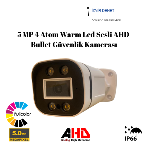 5 MP 4 Atom Warm Led Sesli AHD Bullet Güvenlik Kamerası BT-1504