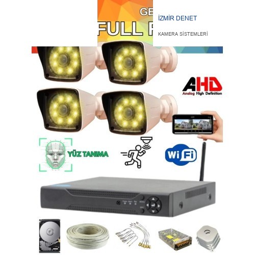 ARNA 4 Kameralı Güvenlik Seti 320 GB HDD- 5MP Sony Lensli Full Hd Gece Renkli Görüşlü Güvenlik Kamerası Sistemi - Cepten Izle