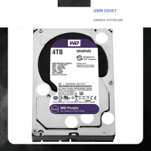 Wd 3.5 Purple 4tb Intellıpower 64MB Sata3 Güvenlik HDD WD40PURZ (7/24)