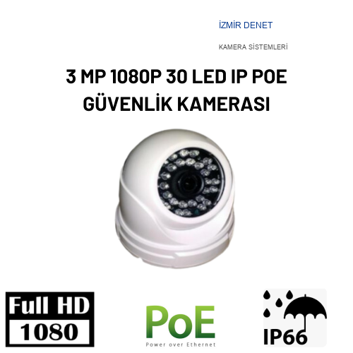 3 MP 1080P 30 LED IP POE GÜVENLİK KAMERASI ARNA-1033