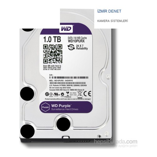 Western Digital Purple WD10PURX SATA 3.0 5400 RPM 3.5" 1 TB 7/24 Harddisk