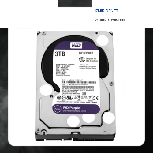WD Purple 3TB 3,5" SATA III 6Gbit/s 64MB 7/24 Güvenlik Kamerası Diski WD30PURZ