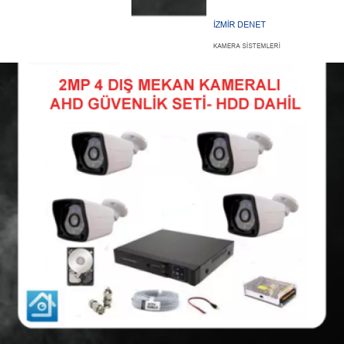 2 MP 1080P 4 KAMERALI AHD GÜVENLİK SETİ HARDDİSK DAHİL Su geçirmez Gece görüşlü ARNA-7324