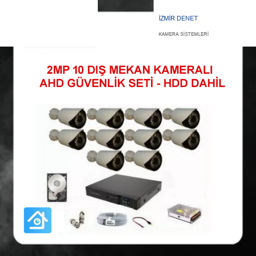 2MP 1080P 10 Kameralı Ahd Güvenlik Seti 1 TB Harddisk Dahil ARNA-7410