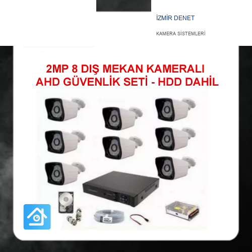 2MP 1080P 8 KAMERALI AHD GÜVENLİK SETİ 500 GB HARDDİSK DAHİL ARNA-7328