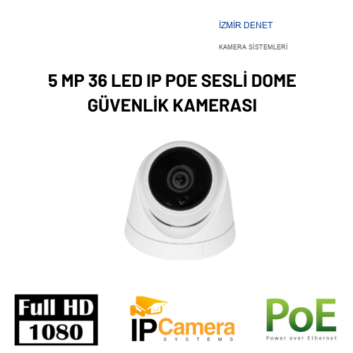 5 MP 36 LED IP POE SESLİ DOME GÜVENLİK KAMERASI ARNA-1336