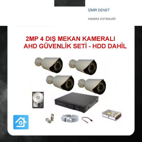 2MP 1080P 4 Kameralı Ahd Güvenlik Seti Harddisk Dahil ARNA-7424