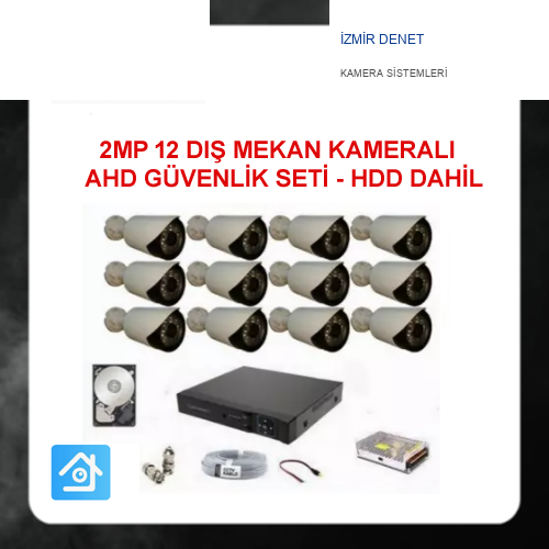 2MP 1080P 12 Kameralı Ahd Güvenlik Seti 1 TB Harddisk Dahil ARNA-7412
