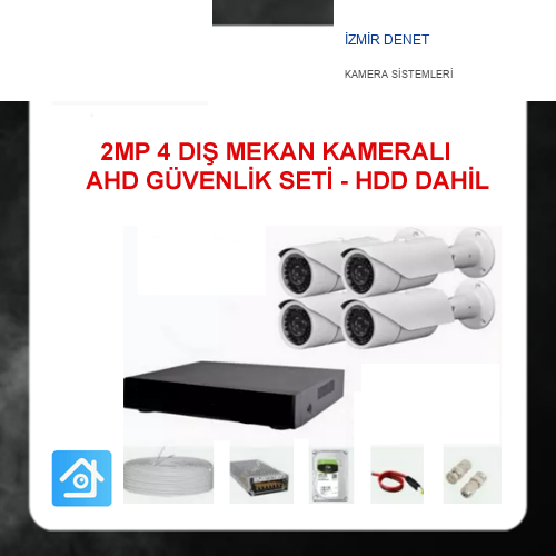 2 MP 1080P FULL HD 4 Metal Kasa Kameralı Ahd Güvenlik Seti ARNA-7464
