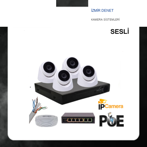 5 MP POELİ SESLİ 4 İÇ MEKAN KAMERALI IP 500 GB HDD DAHİL GÜVENLİK KAMERASI SETİ KD-1744