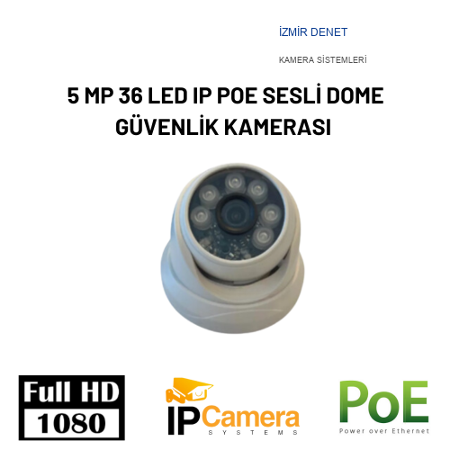 5 MP 36 LED IP POE SESLİ DOME GÜVENLİK KAMERASI ARNA-1335
