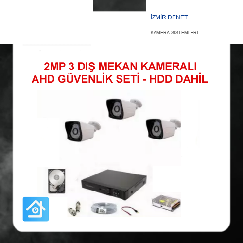 2 MP 1080P 3 KAMERALI AHD GÜVENLİK SETİ 320 GB HARDDİSK DAHİL ARNA-7323