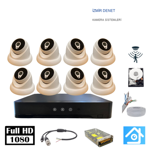 5MP Lens 2MP 1080p Dome 8 Kameralı 500GB Harddisk Dahil Güvenlik Kamerası Seti - ST-28500D