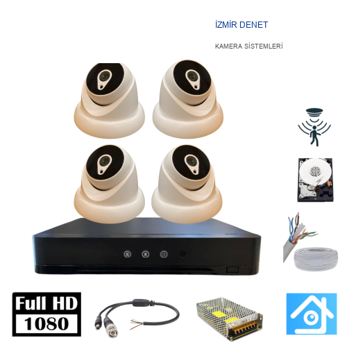 5MP Lens 2MP 1080p Dome 4 Kameralı 320GB Harddisk Dahil Güvenlik Kamerası Seti - ST-24320D