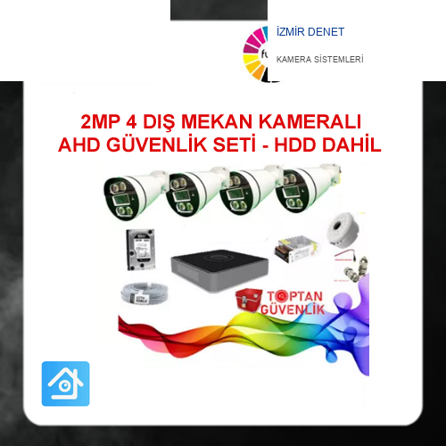 2 MP WARM LED 4 DIŞ MEKAN KAMERALI 500 GB HDD DAHİL GÜVENLİK SETİ ARNA-7425
