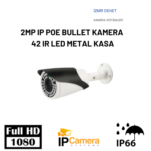 2MP IP POE BULLET KAMERA 42 IR LED METAL KASA KD-9256