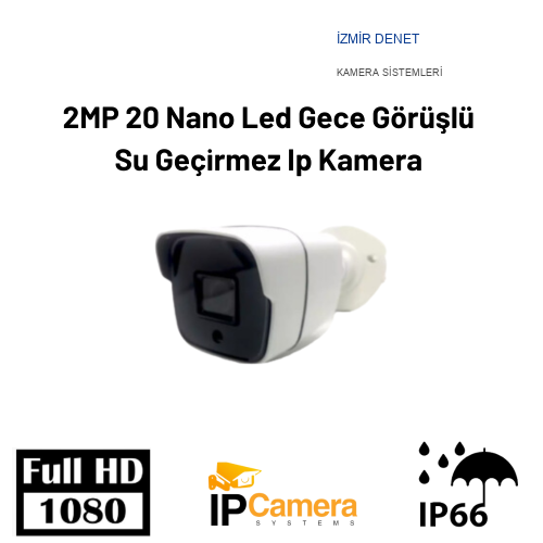 2MP 1080P 20 Nano Led Gece Görüşlü Su Geçirmez Ip Kamera ARNA-1120