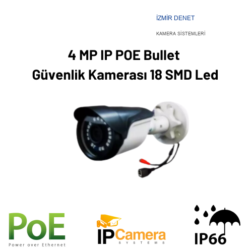 4 MP IP POE Bullet Güvenlik Kamerası 18 SMD Led ARNA-1218