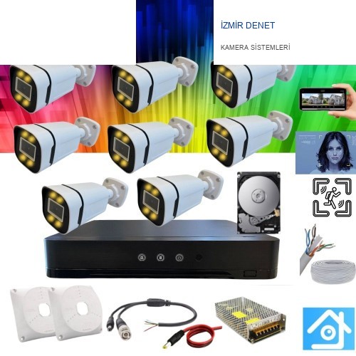 5MP 1440p Warm Led Gece Renkli 8 Kameralı 4 TB Harddisk Dahil AHD Güvenlik Kamerası Seti - ST-584T