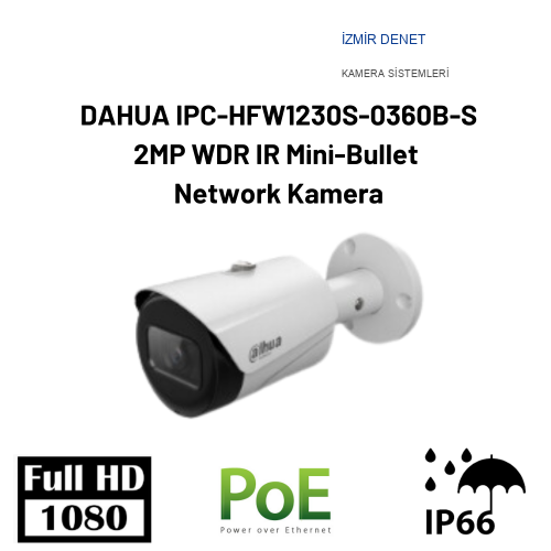 DAHUA IPC-HFW1230S-0360B-S  2MP WDR IR Mini-Bullet Network Kamera