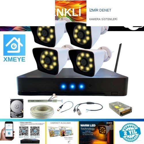ARNA 5 MP LENS 2 MP 1080P GECE RENKLİ 4 KAMERALI WIFI ÖZELLİKLİ KAMERA SETİ 320 GB HDD - WF-32024W