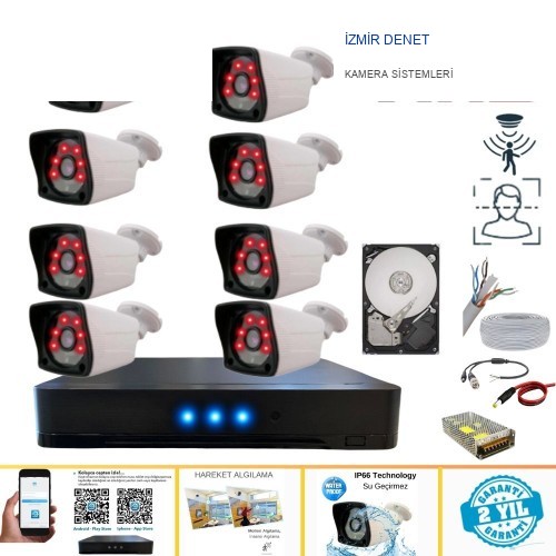 ARNA 8 DIŞ KAMERALI 2 MP HAREKET ALGILAMA H.265+ 2 TB HDD DAHİL AHD GÜVENLİK SETİ- ST282M