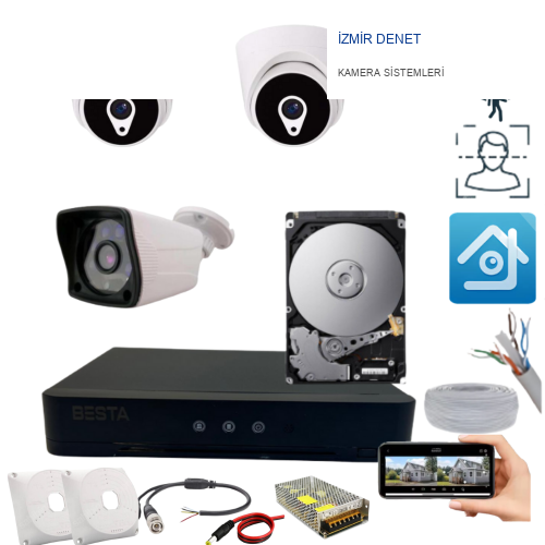 ARNA 1 DIŞ 2 İÇ KAMERALI H.265 HAREKET ALGILAMA ÖZELLİKLİ 1 TB HDD DAHİL 3'LÜ KAMERA SİSTEMİ - ST2121F