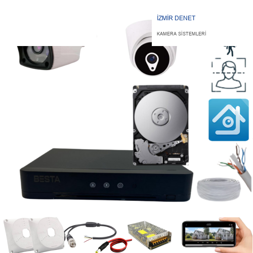 ARNA 2 MP 1 DIŞ 1 İÇ KAMERALI H.265 HAREKET ALGILAMA ÖZELLİKLİ 250 GB HDD DAHİL KAMERA SİSTEMİ - ST211250L