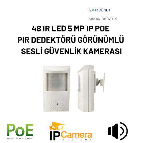 48 IR LED 5 MP IP POE PIR DEDEKTÖRÜ GÖRÜNÜMLÜ SESLİ GÜVENLİK KAMERASI- ARNA 821