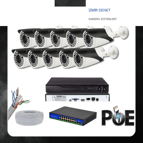 İzmir Denet 5 MP 1440P 10 Kameralı IP POE Güvenlik Seti KD-2540