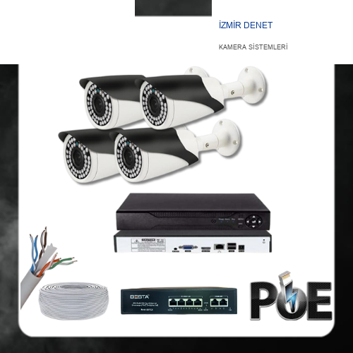 İzmir Denet 5 MP 1440P 4 Kameralı IP POE Güvenlik Seti KD-2544