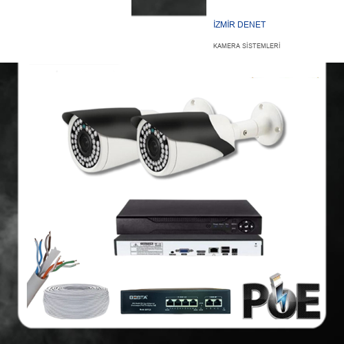 İzmir Denet 5 MP 1440P 2 Kameralı IP POE Güvenlik Seti KD-2542