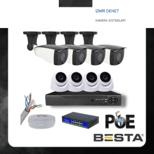 5 MP 4 İÇ MEKAN 4 DIŞ MEKAN KAMERALI IP POE GÜVENLİK SETİ KD-2748
