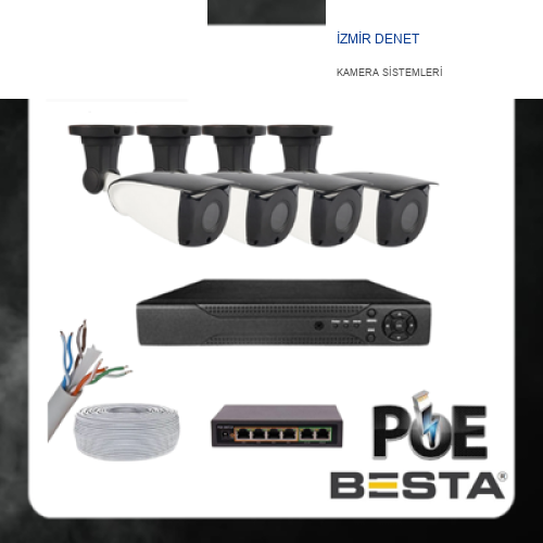 5 MP 1440P 4 DIŞ MEKAN KAMERALI IP POE Güvenlik Seti KD-2744