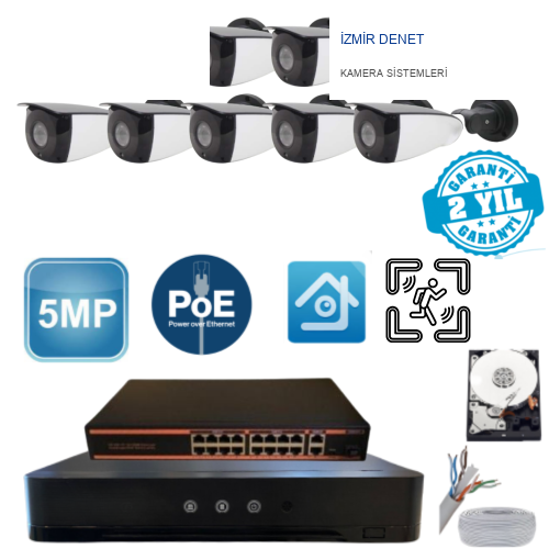 ARNA 5MP 10 KAMERALI DIŞ MEKAN METAL KASA 500 GB HDD DAHİL IP GÜVENLİK SETİ - ST510500