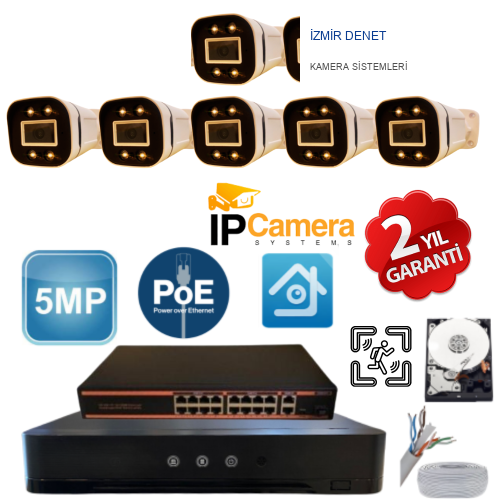 ARNA 10 KAMERALI GECE RENKLİ SESLİ IŞIKLI 500 GB HDD DAHİL IP KAMERA SİSTEMİ - ST510500W