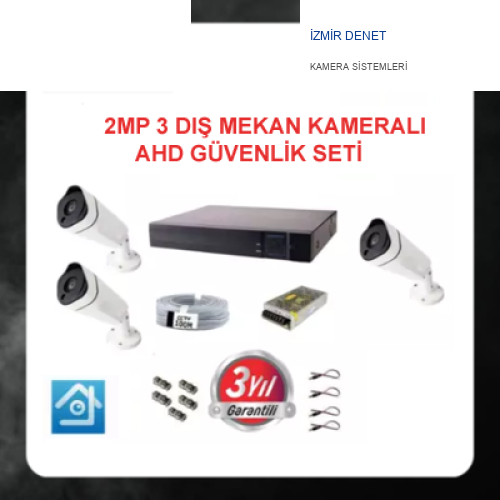 2MP Metal Uzay Kasa Dış Mekan 3 Kameralı AHD Güvenlik Seti ARNA-7433