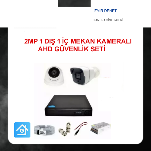 2 MP 1080P 1 İç Mekan 1 Dış Mekan Kameralı Ahd Güvenlik Seti ARNA-7242