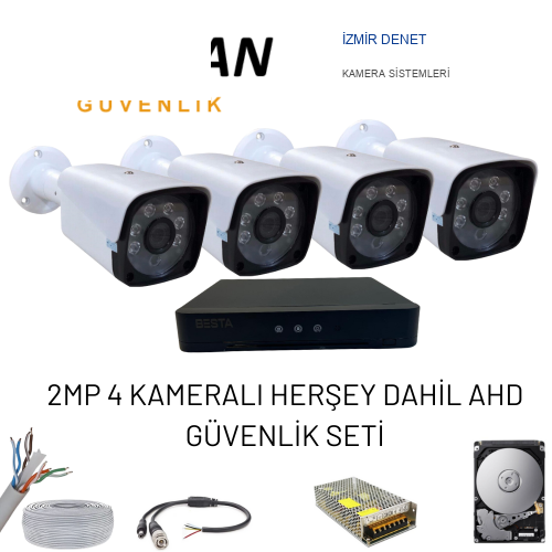 2 MP 1080P 4 Kameralı Ahd Güvenlik Seti ARNA-7144