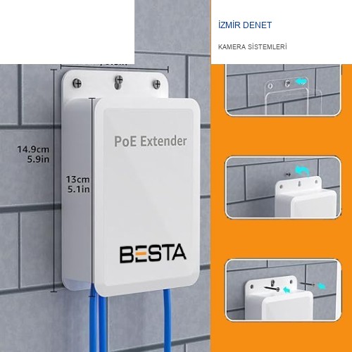 İzmir Denet IP66 Su Geçirmez 4 Port Outdoor Mini PoE Extender 3 Çıkış 1 Giriş , IEEE 802.3af/at 4 Kanal PoE Tekrarlayıcı