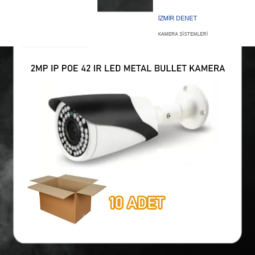 1080P 2MP HD POE IP BULLET KAMERA 42 IR LED METAL KASA ARNA-1142 10'LU AVANTAJLI KOLİ