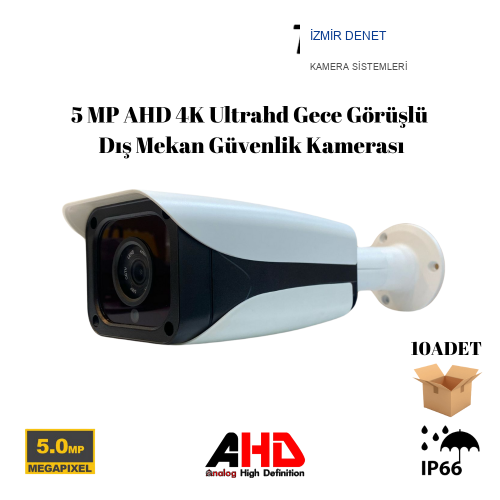 5 MP AHD 4K Ultrahd Gece Görüşlü Dış Mekan Güvenlik Kamerası 10 ADET AVANTAJLI KOLİ ARNA-2095