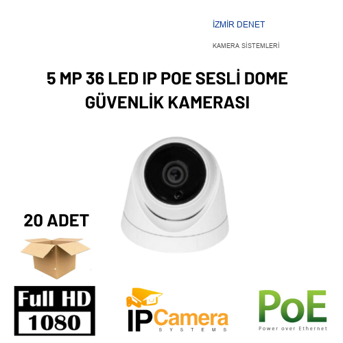 5 MP 36 LED SESLİ IP POE DOME GÜVENLİK KAMERASI ARNA-1336 20 ADET AVANTAJLI KOLİ