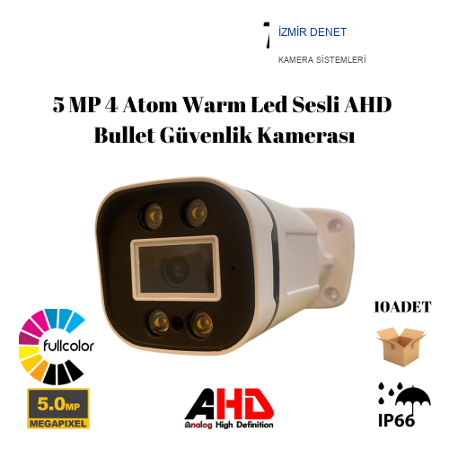 5 MP 4 Atom Warm Led AHD Bullet Güvenlik Kamerası BT-1504  10'lu paket