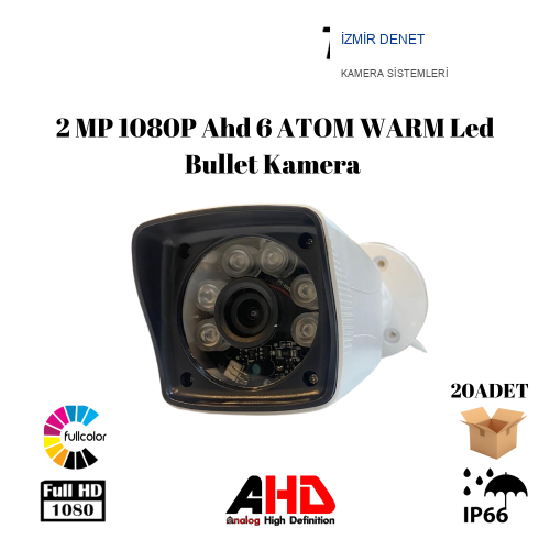 2 MP Ahd 1080P 6 Atom Warm Led Bullet Güvenlik Kamerası ARNA-2016 20 Adet Avantajlı Koli