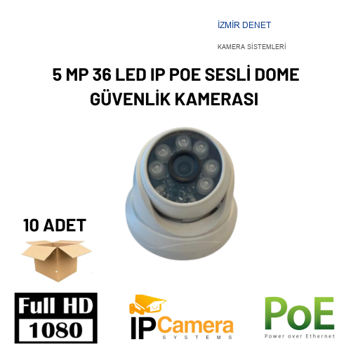 5 MP 36 LED SESLİ IP POE DOME GÜVENLİK KAMERASI ARNA-1335 10 ADET AVANTAJLI KOLİ